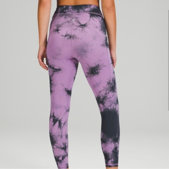 Purple tie dye LULULEMON power thru 25” leggings - Picture 2 of 4